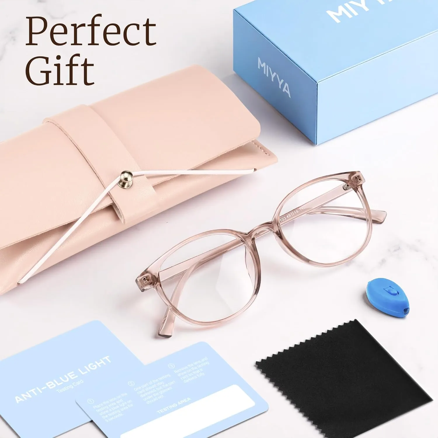 miyya Blue Light Blocking Glasses Women, Fashion Round Transparent Anti Blue Light Glasses with Anti Eyestrain & UV Glare