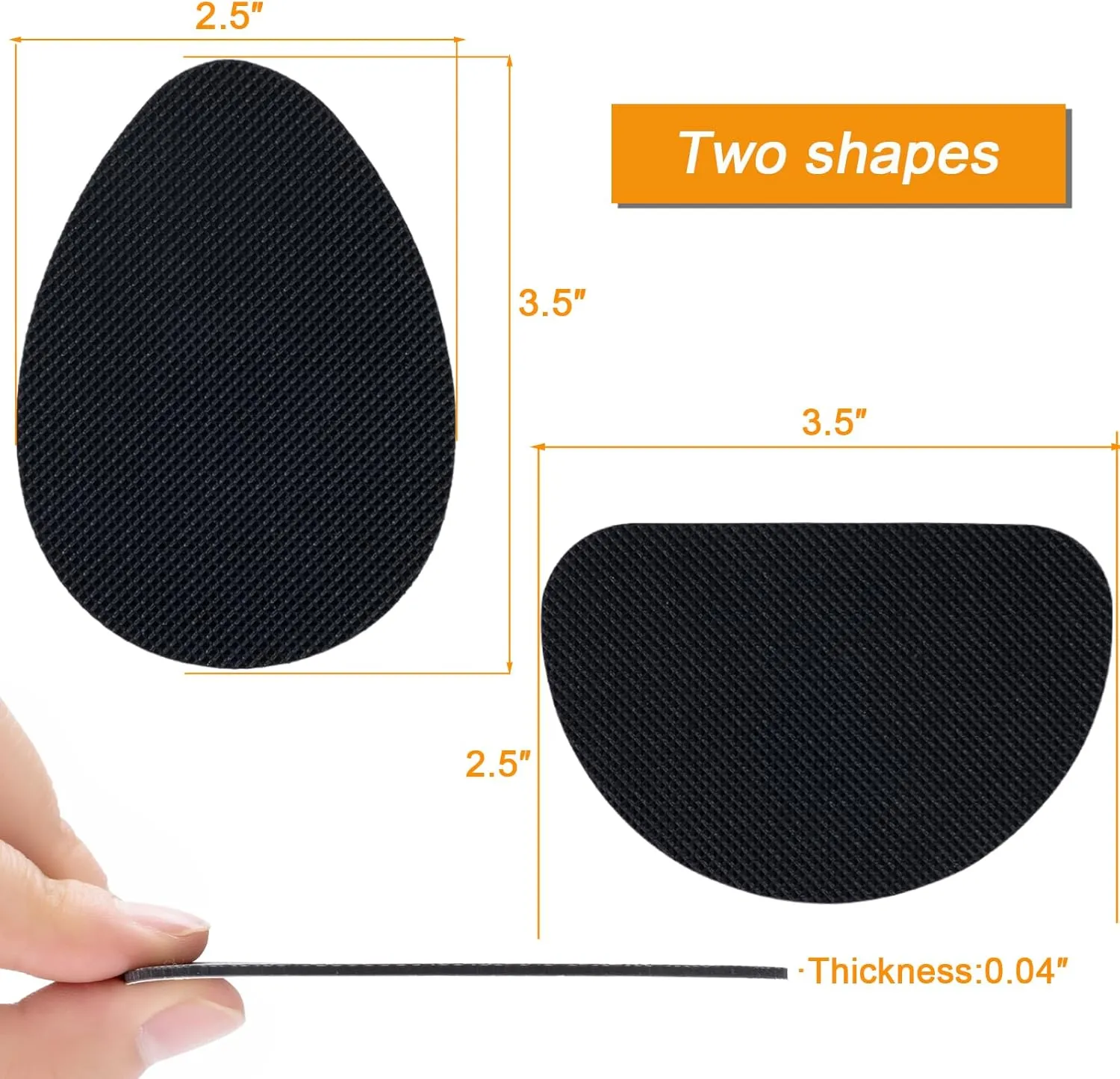 Non-Slip Shoes Pads, 8 Pcs Anti-Slip Shoe Grips on Bottom of Shoes, Silicone Self-Adhesive Sole Protector (Black-2 Shapes)