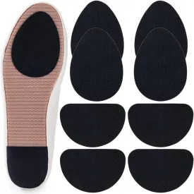 Non-Slip Shoes Pads, 8 Pcs Anti-Slip Shoe Grips on Bottom of Shoes, Silicone Self-Adhesive Sole Protector (Black-2 Shapes)