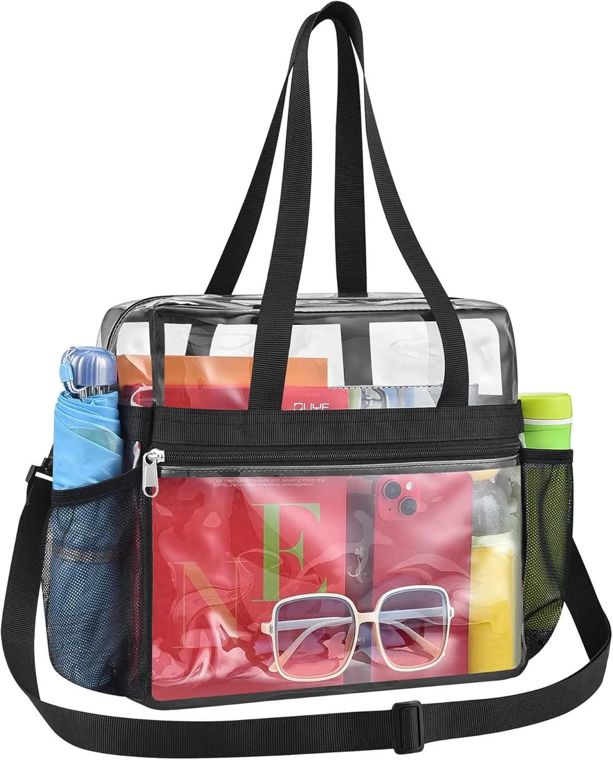 Paxiland Clear Bag for Stadium Events 12x6x12, Clear Tote Bag with Reinforced Strap, Transparent Bag for Sports Concert