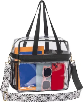Paxiland Clear Bag for Stadium Events 12x6x12, Clear Tote Bag with Reinforced Strap, Transparent Bag for Sports Concert