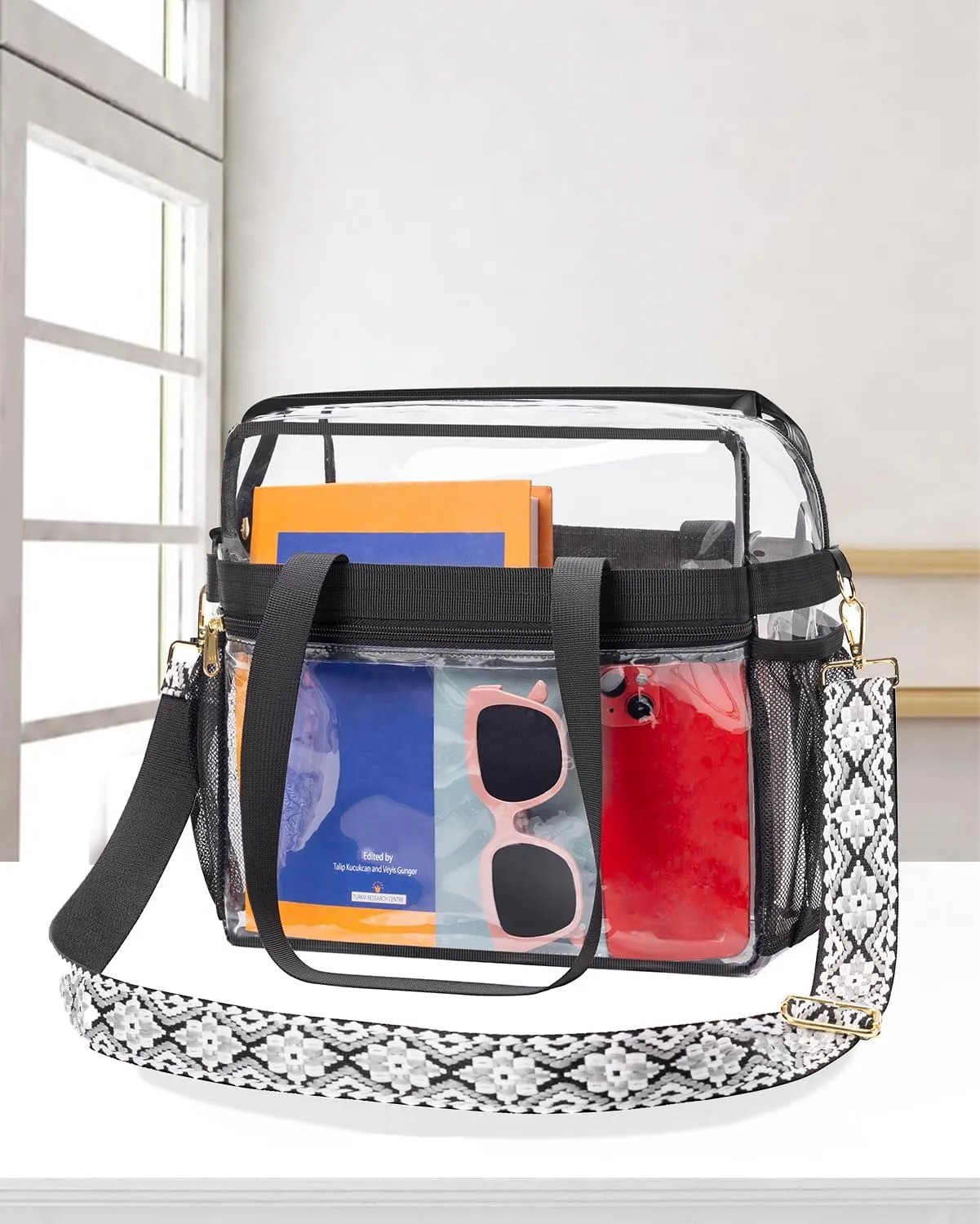 Paxiland Clear Bag for Stadium Events 12x6x12, Clear Tote Bag with Reinforced Strap, Transparent Bag for Sports Concert