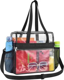 Paxiland Clear Bag for Stadium Events 12x6x12, Clear Tote Bag with Reinforced Strap, Transparent Bag for Sports Concert