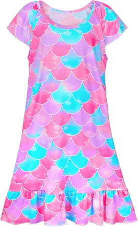 Play Tailor Girls Nightgowns Toddler Pajamas Mermaid Girls Princess Dress Sleepwear Night Gowns for Little Kids