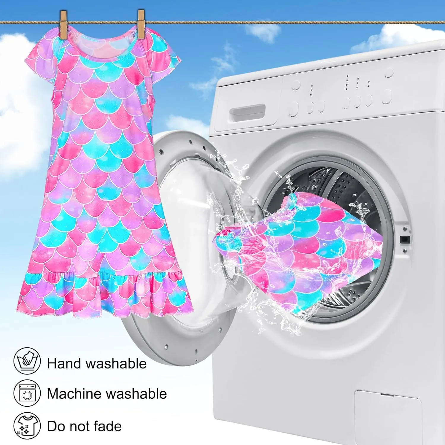 Play Tailor Girls Nightgowns Toddler Pajamas Mermaid Girls Princess Dress Sleepwear Night Gowns for Little Kids