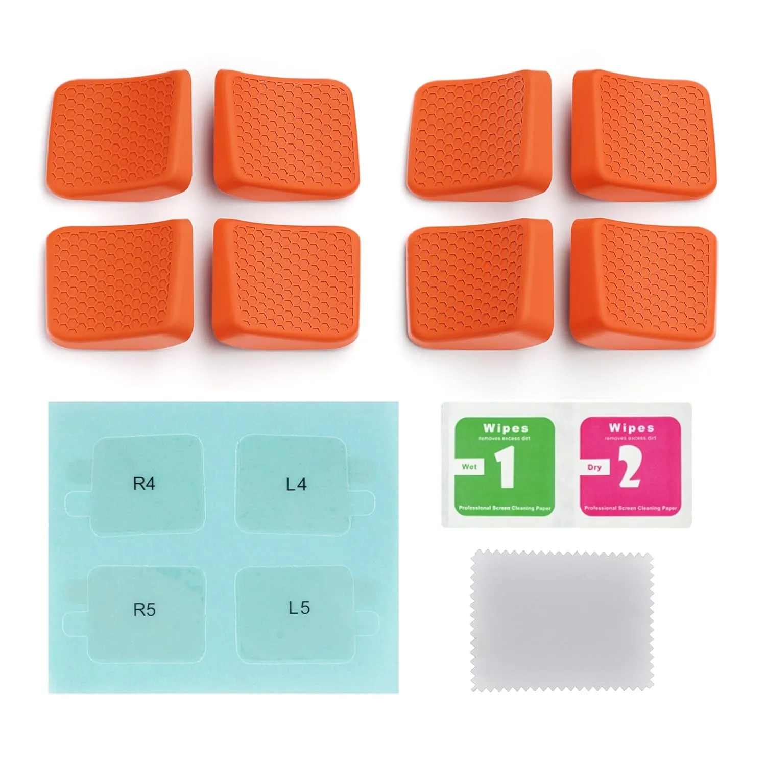 PlayVital Orange Back Button Enhancement Set for Steam Deck LCD, Grip Improvement Button Protection Kit for Steam Deck OLED - 2 Different Thickness