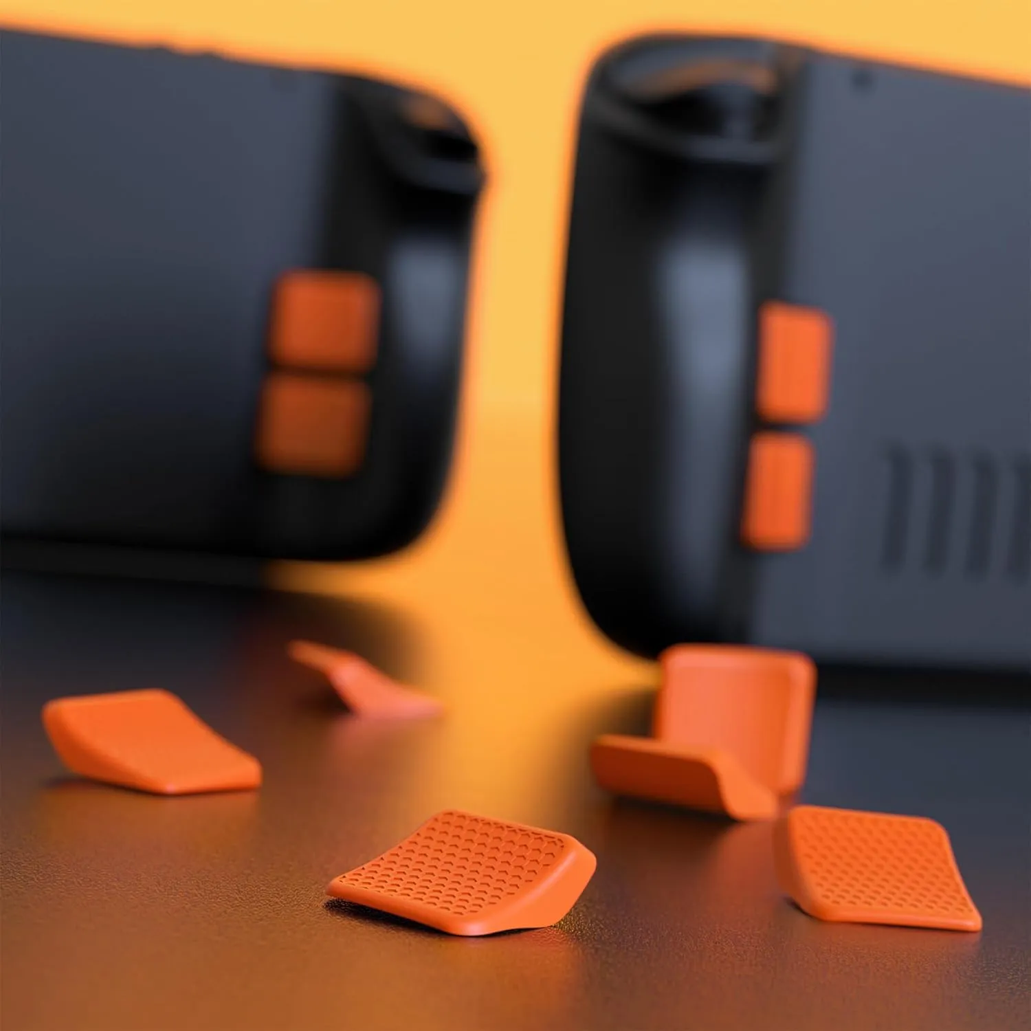 PlayVital Orange Back Button Enhancement Set for Steam Deck LCD, Grip Improvement Button Protection Kit for Steam Deck OLED - 2 Different Thickness