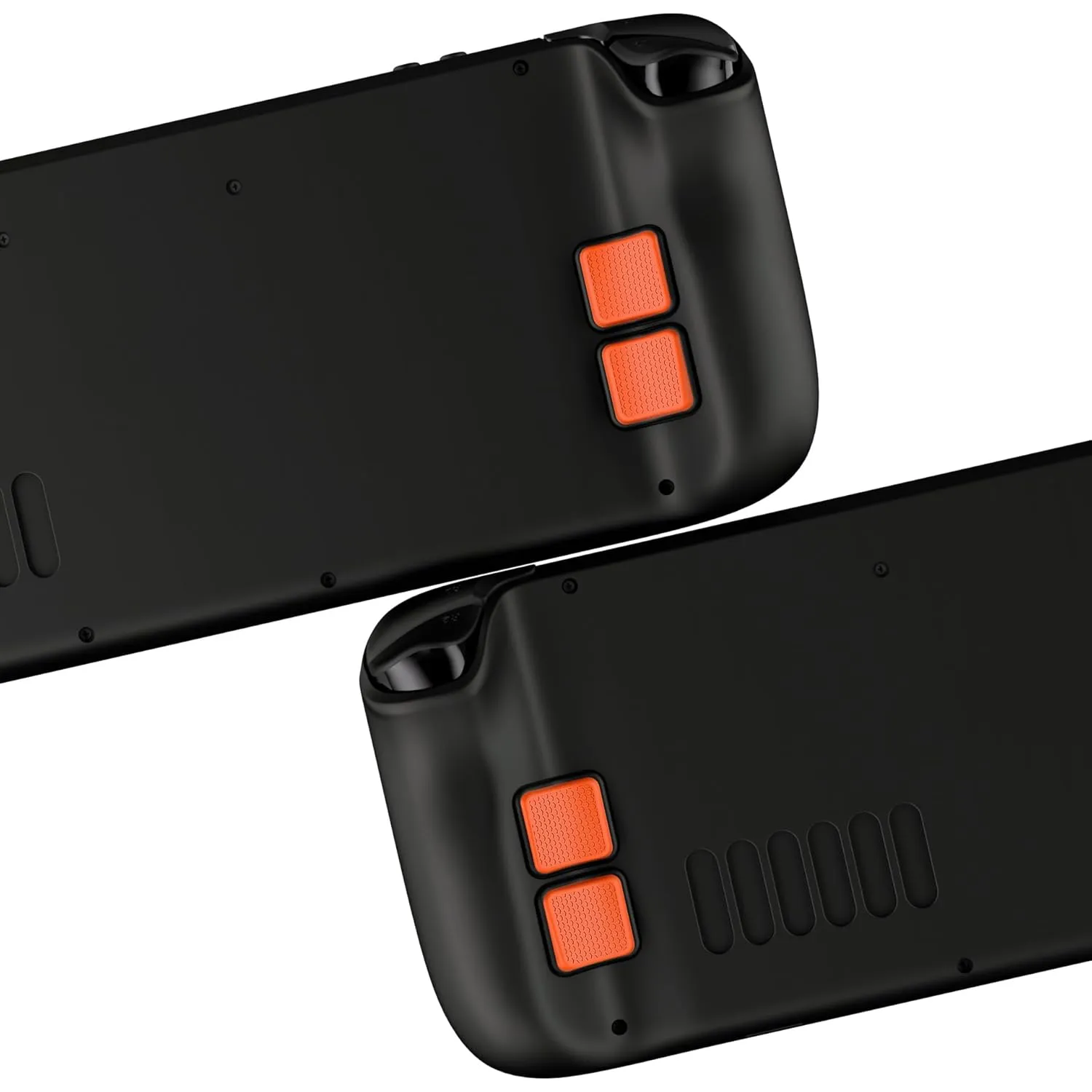 PlayVital Orange Back Button Enhancement Set for Steam Deck LCD, Grip Improvement Button Protection Kit for Steam Deck OLED - 2 Different Thickness