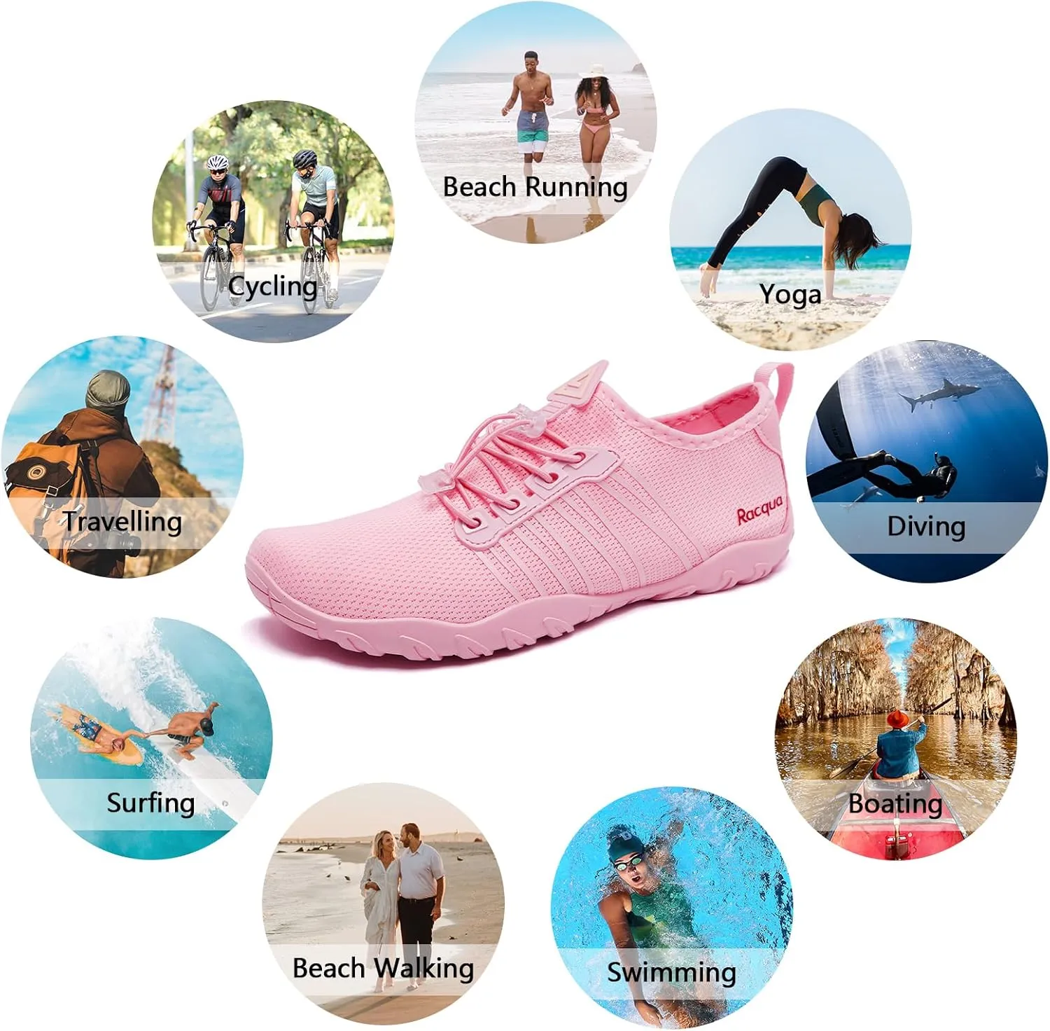 Racqua Water Shoes Quick Dry Barefoot Water Aqua Sport Beach Pool Swim Surf Diving for Men Women