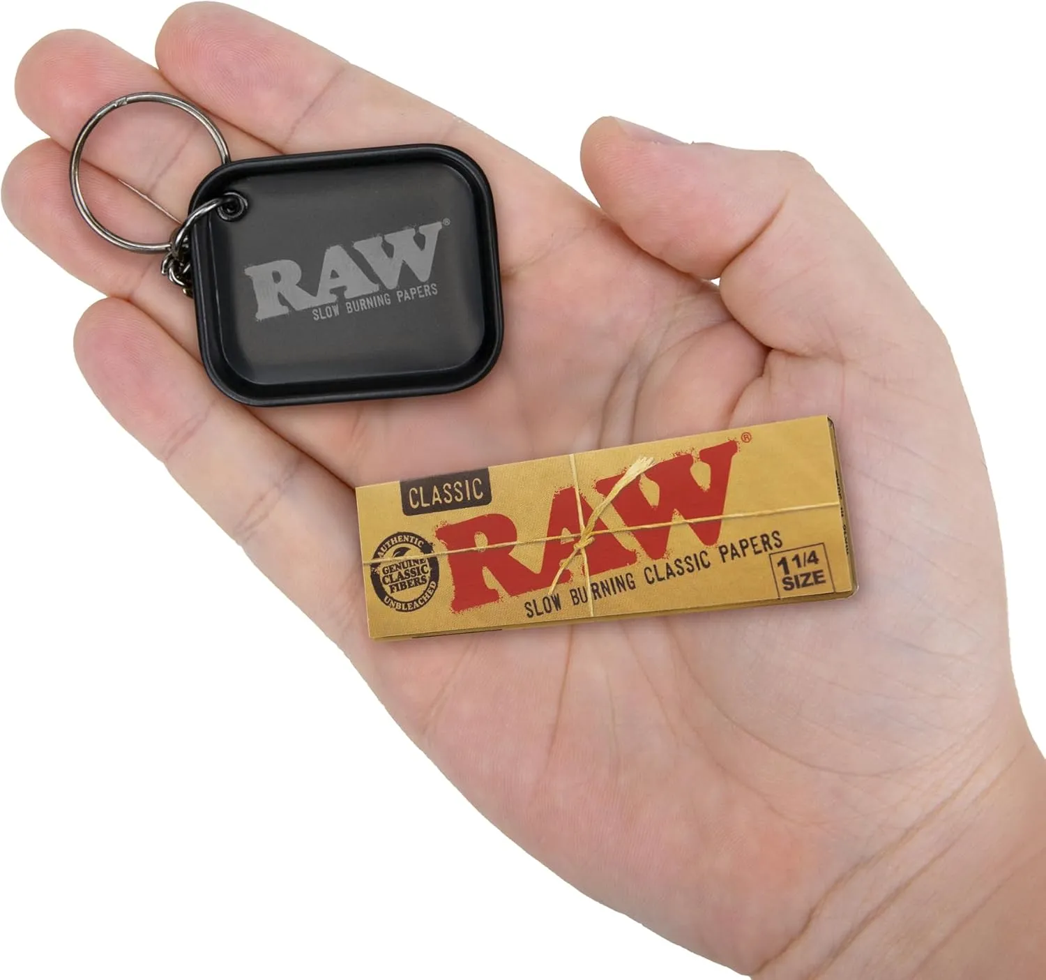 RAW Classic 1 1-4 Rolling Papers - 7 Pack - 50 Leaves per Pack - Includes Collectible Matte Black Murder'd Mini Tray Keychain