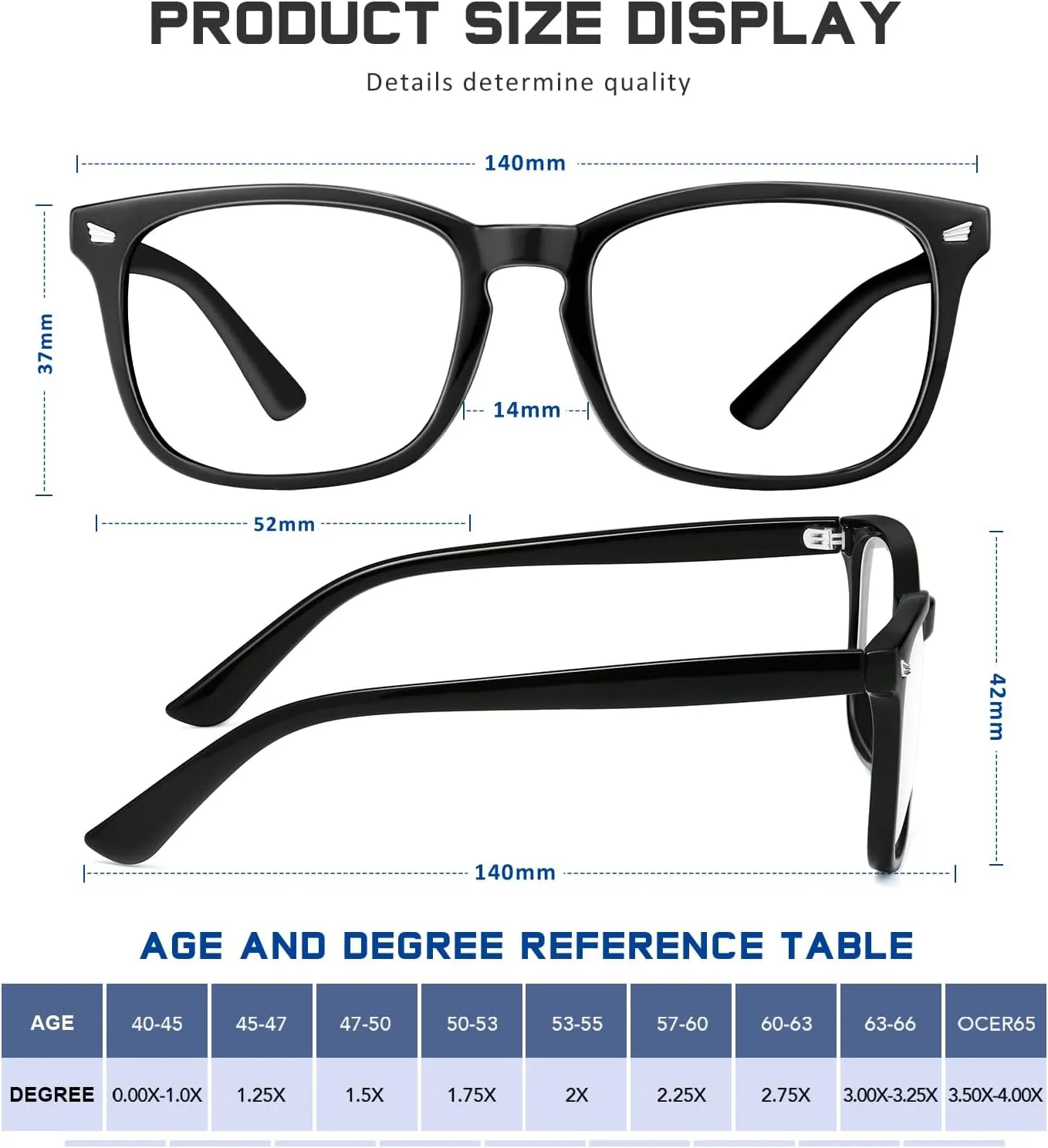 Reading Glasses for Women Men - Anti Glare Blue Light Blocking Glasses,Sturdy Eyeglasses