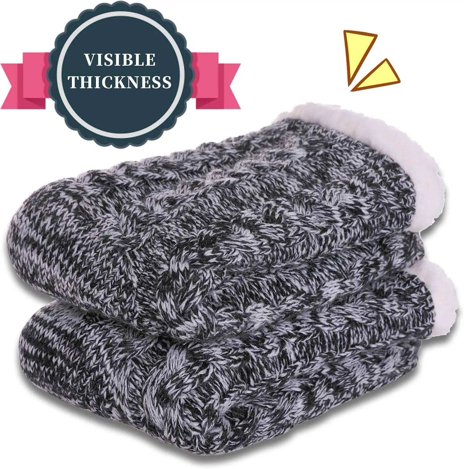 SDBING Women's Winter Super Soft Warm Cozy Fleece Lined Fuzzy Slipper Socks with Grippers