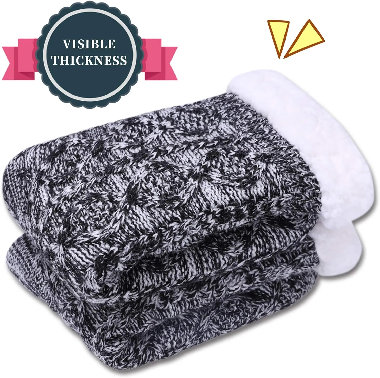 SDBING Women's Winter Super Soft Warm Cozy Fleece Lined Fuzzy Slipper Socks with Grippers