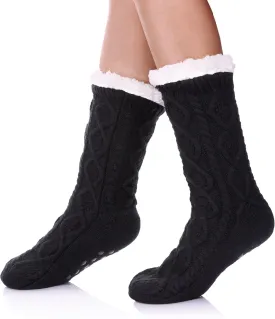 SDBING Women's Winter Super Soft Warm Cozy Fleece Lined Fuzzy Slipper Socks with Grippers