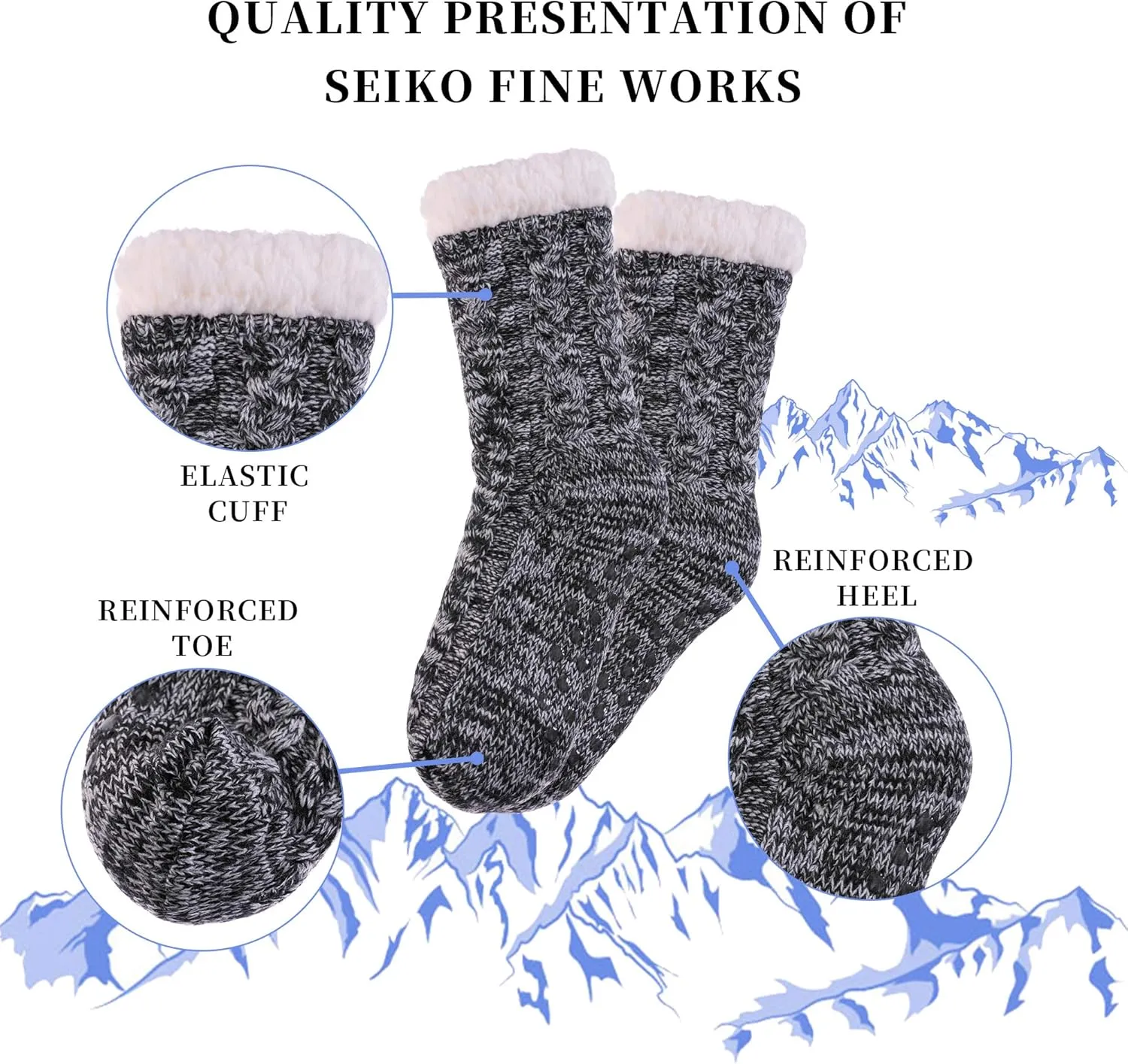 SDBING Women's Winter Super Soft Warm Cozy Fleece Lined Fuzzy Slipper Socks with Grippers