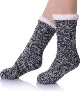 SDBING Women's Winter Super Soft Warm Cozy Fleece Lined Fuzzy Slipper Socks with Grippers