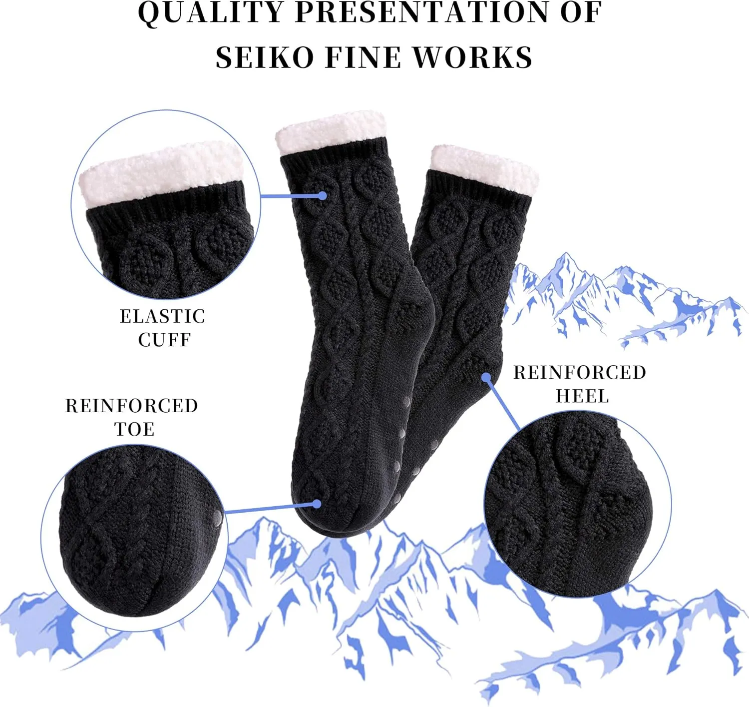 SDBING Women's Winter Super Soft Warm Cozy Fleece Lined Fuzzy Slipper Socks with Grippers