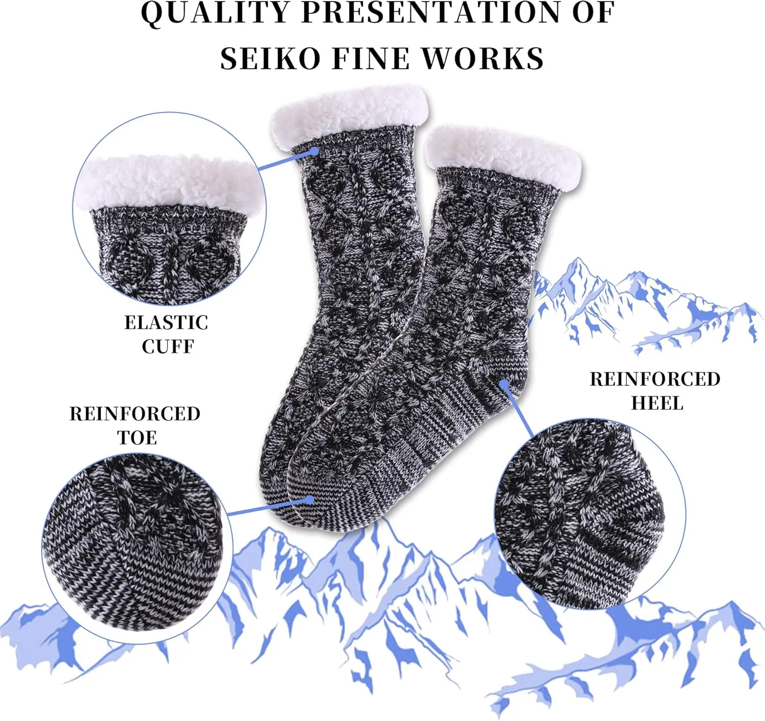 SDBING Women's Winter Super Soft Warm Cozy Fleece Lined Fuzzy Slipper Socks with Grippers