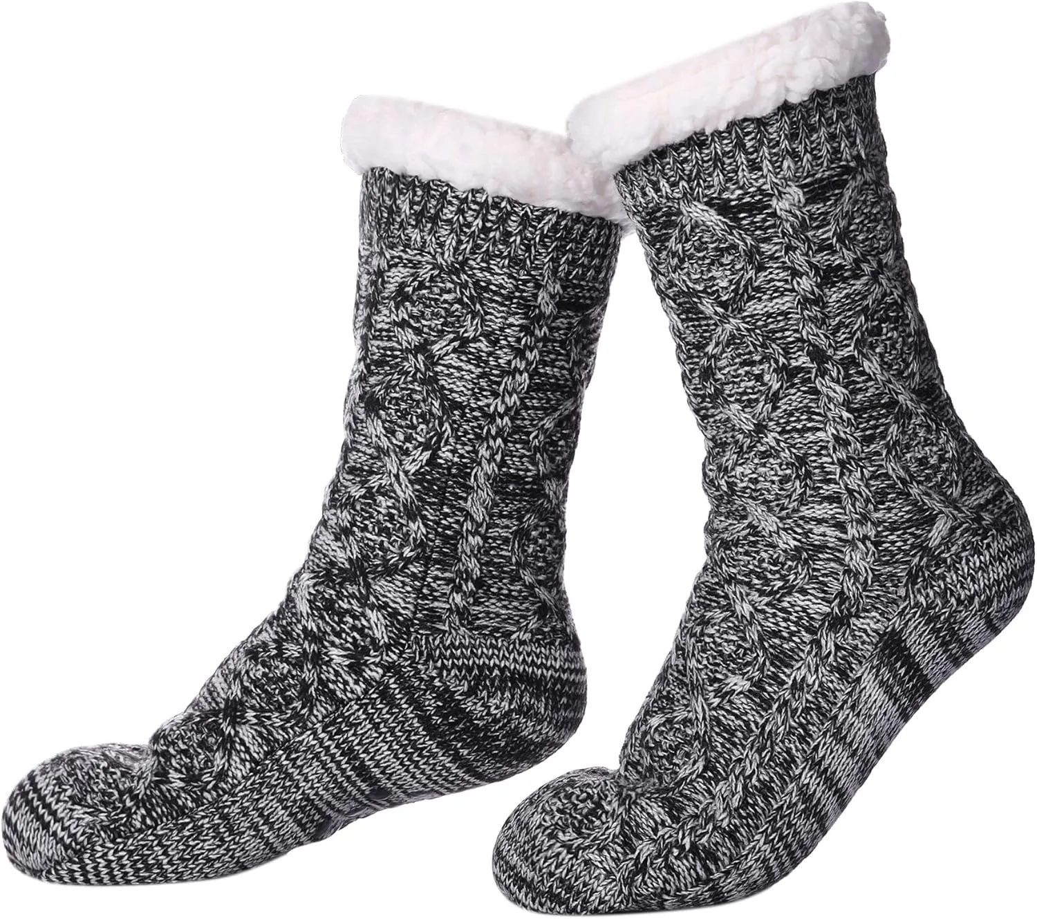 SDBING Women's Winter Super Soft Warm Cozy Fleece Lined Fuzzy Slipper Socks with Grippers
