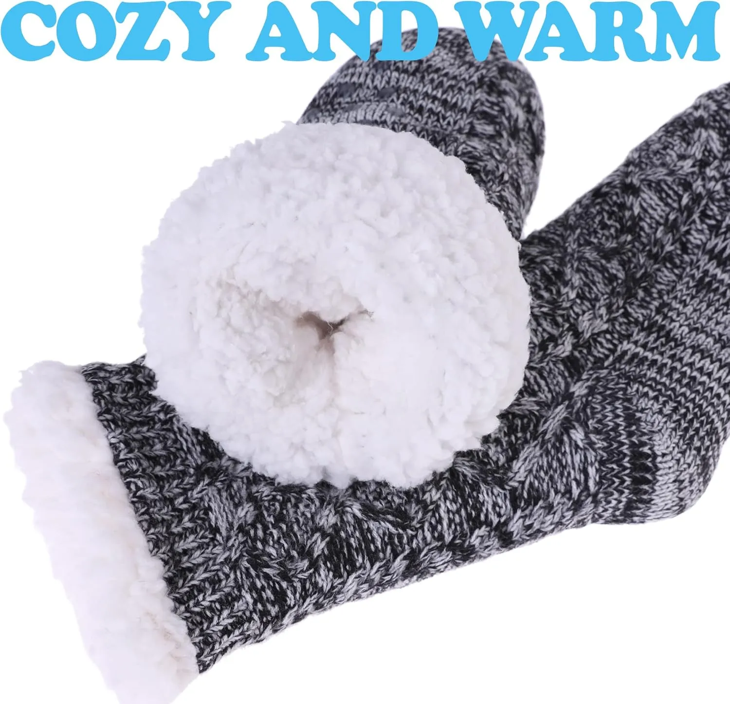 SDBING Women's Winter Super Soft Warm Cozy Fleece Lined Fuzzy Slipper Socks with Grippers