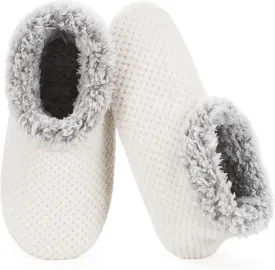 Soft Fuzzy Slippers for Women Indoor, Warm Furry House Sock Shoes Fluffy Lined, Bedroom Booties Non-Slip Gripper Soles, Winter Cozy Christmas Gifts