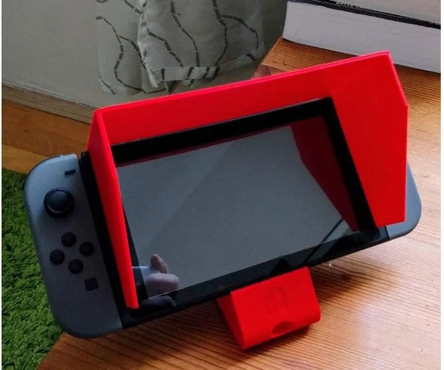 Sun Shield for Nintendo Switch, Handheld Anti-Glare Console Protector for Outdoor Play, Custom 3D Printed Protective Screen Guard (Black)