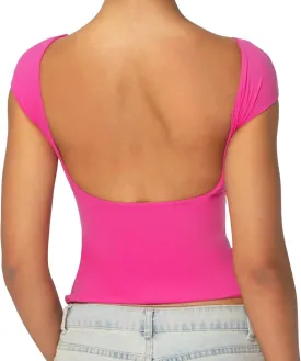 Sunzel Open Back Tops for Women Sexy Going Out Top Double Lined Backless Shirt Y2K Crop Basic Tee Shirts for Casual Workout