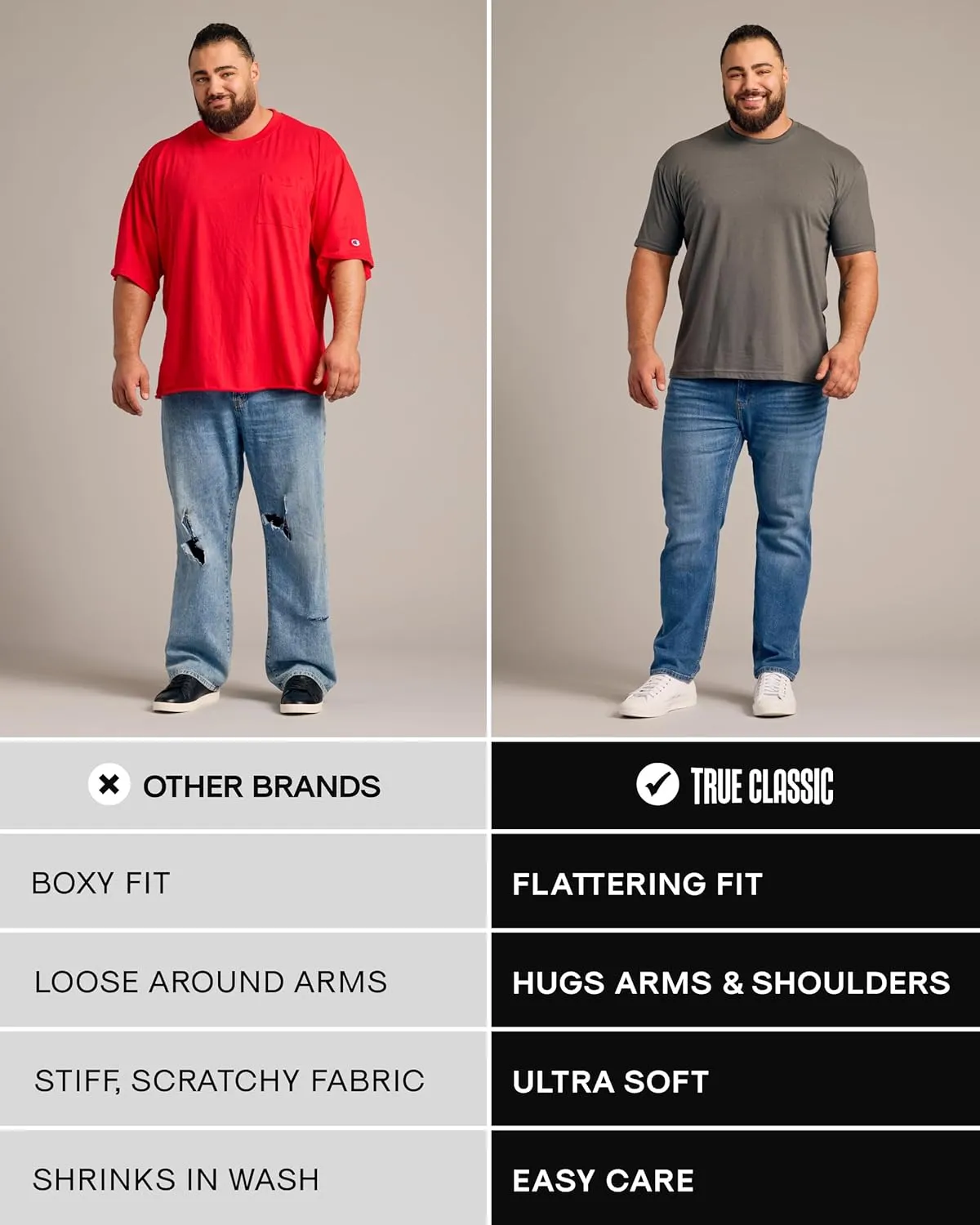 True Classic Mens T-Shirts - Short Sleeve Crew Neck Plain Novelty T Shirt for Men