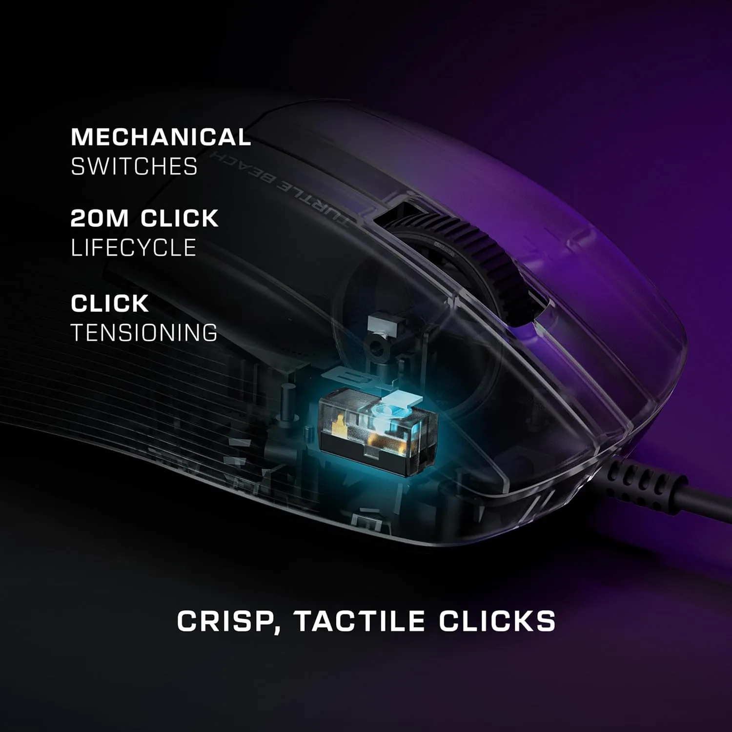 Turtle Beach Pure SEL - Ultra-Light Ergonomic RGB Gaming Mouse, 8K DPI Optical Sensor, Mechanical Switches, Pretension System, Pure PTFE Glides, RGB Illumination  Black