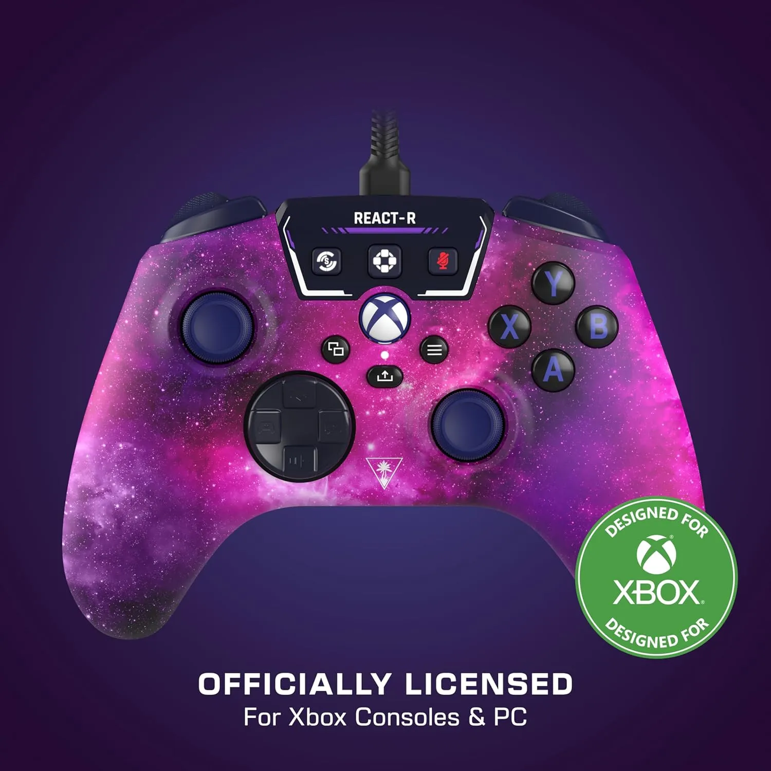Turtle Beach REACT-R Wired Game Controller  Officially Licensed for Xbox Series X & S, Xbox One, and Windows 10|11 PCs  Nebula