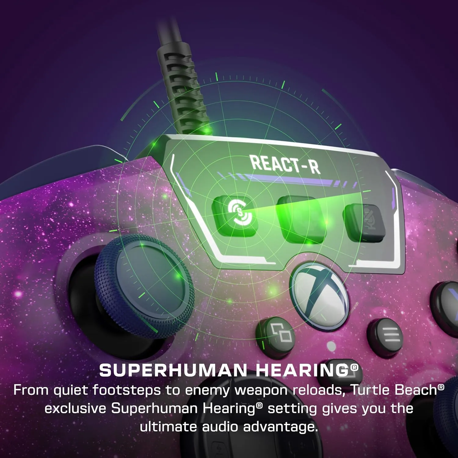 Turtle Beach REACT-R Wired Game Controller  Officially Licensed for Xbox Series X & S, Xbox One, and Windows 10|11 PCs  Nebula