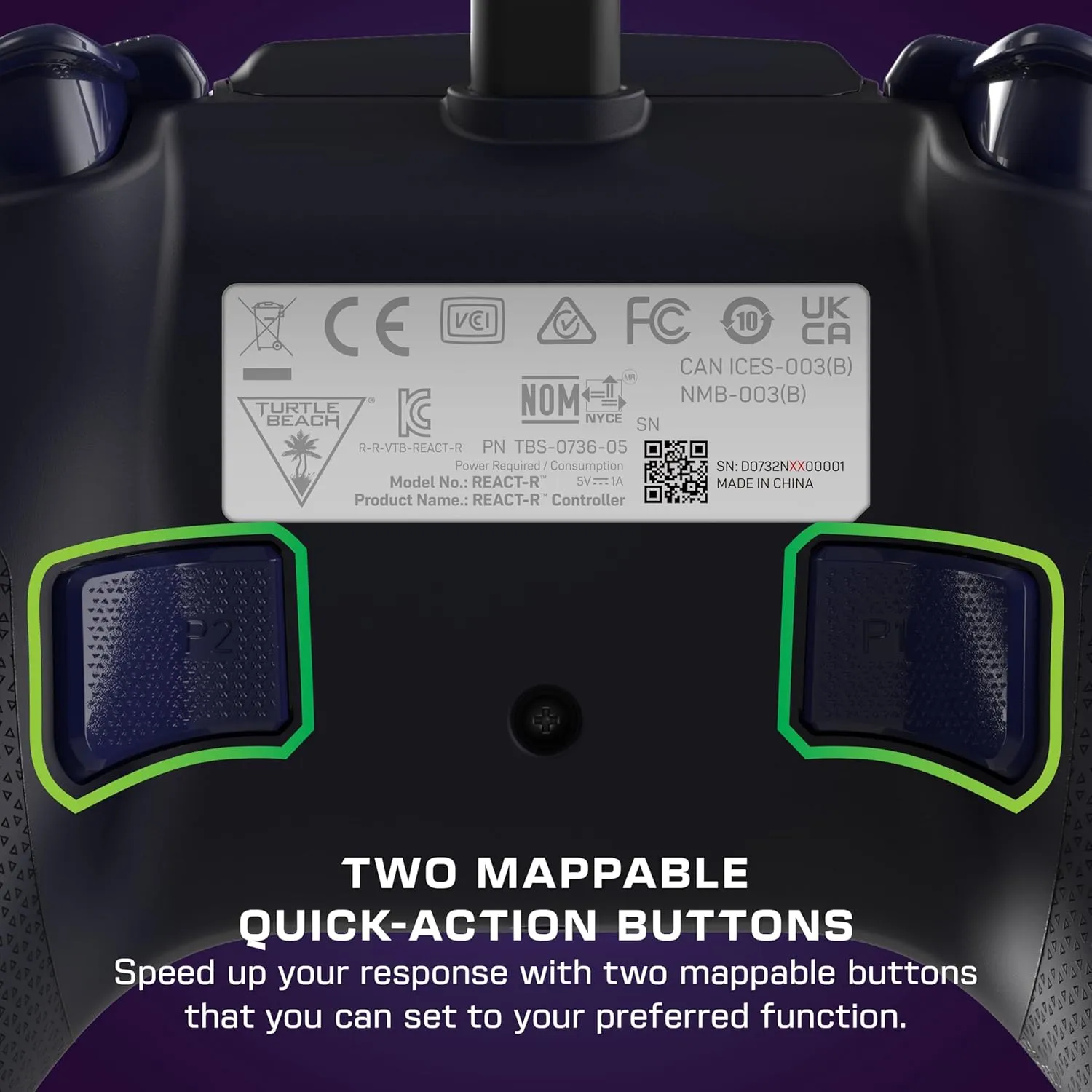 Turtle Beach REACT-R Wired Game Controller  Officially Licensed for Xbox Series X & S, Xbox One, and Windows 10|11 PCs  Nebula