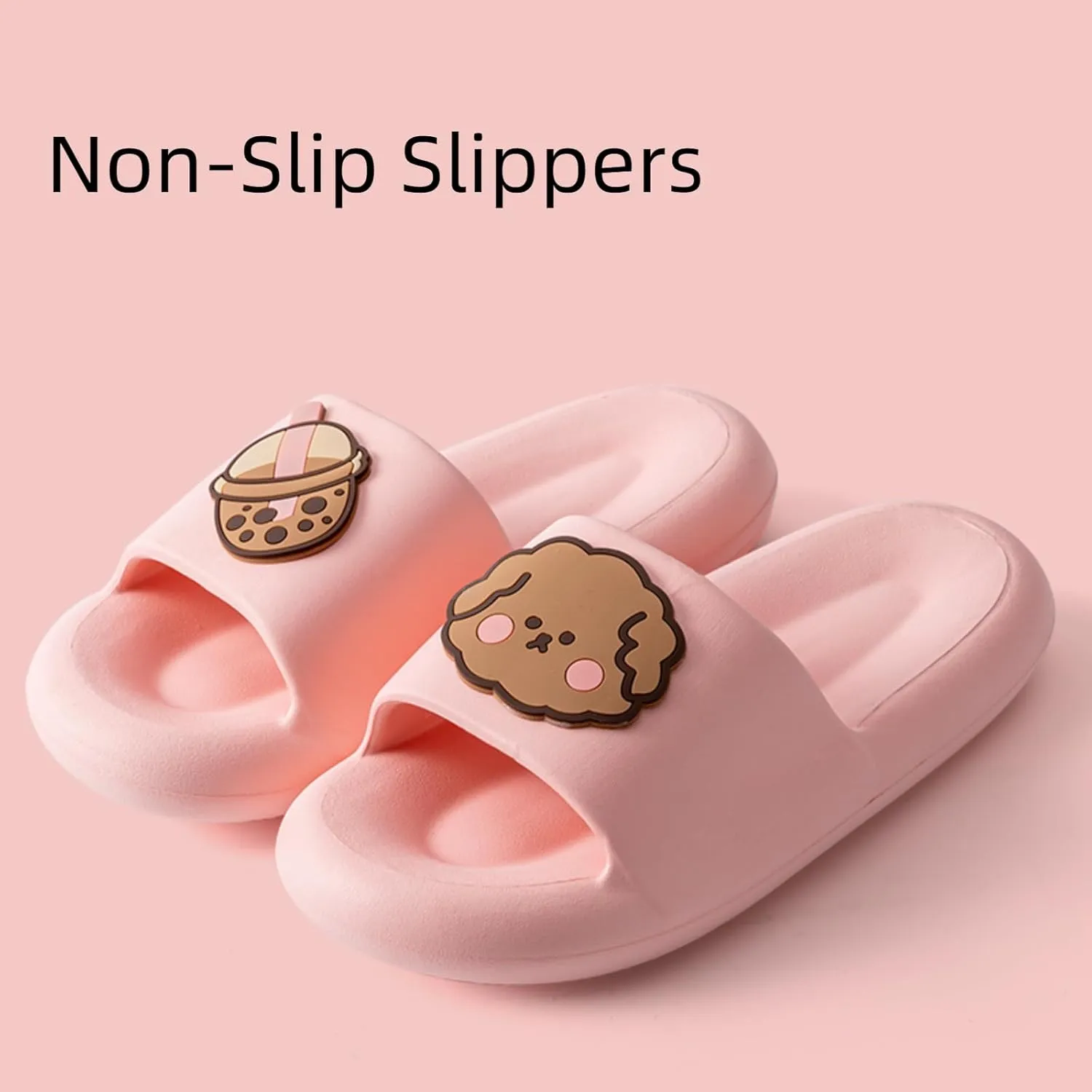 Ultra-soft cute boba dog slippers for men and women; Non Slip; Quick Drying; Thick Sole; Bathroom Swimming Beach Indoor and Outdoor