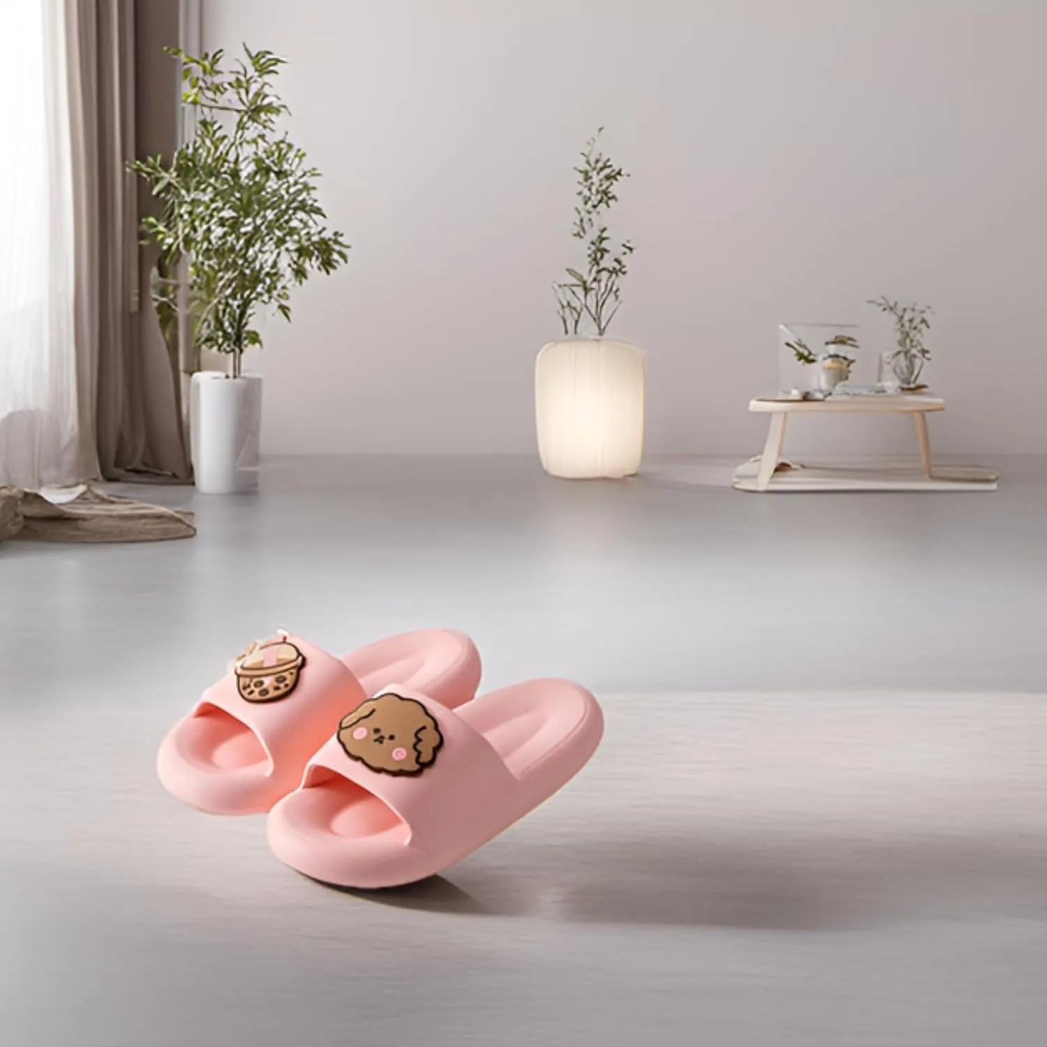 Ultra-soft cute boba dog slippers for men and women; Non Slip; Quick Drying; Thick Sole; Bathroom Swimming Beach Indoor and Outdoor