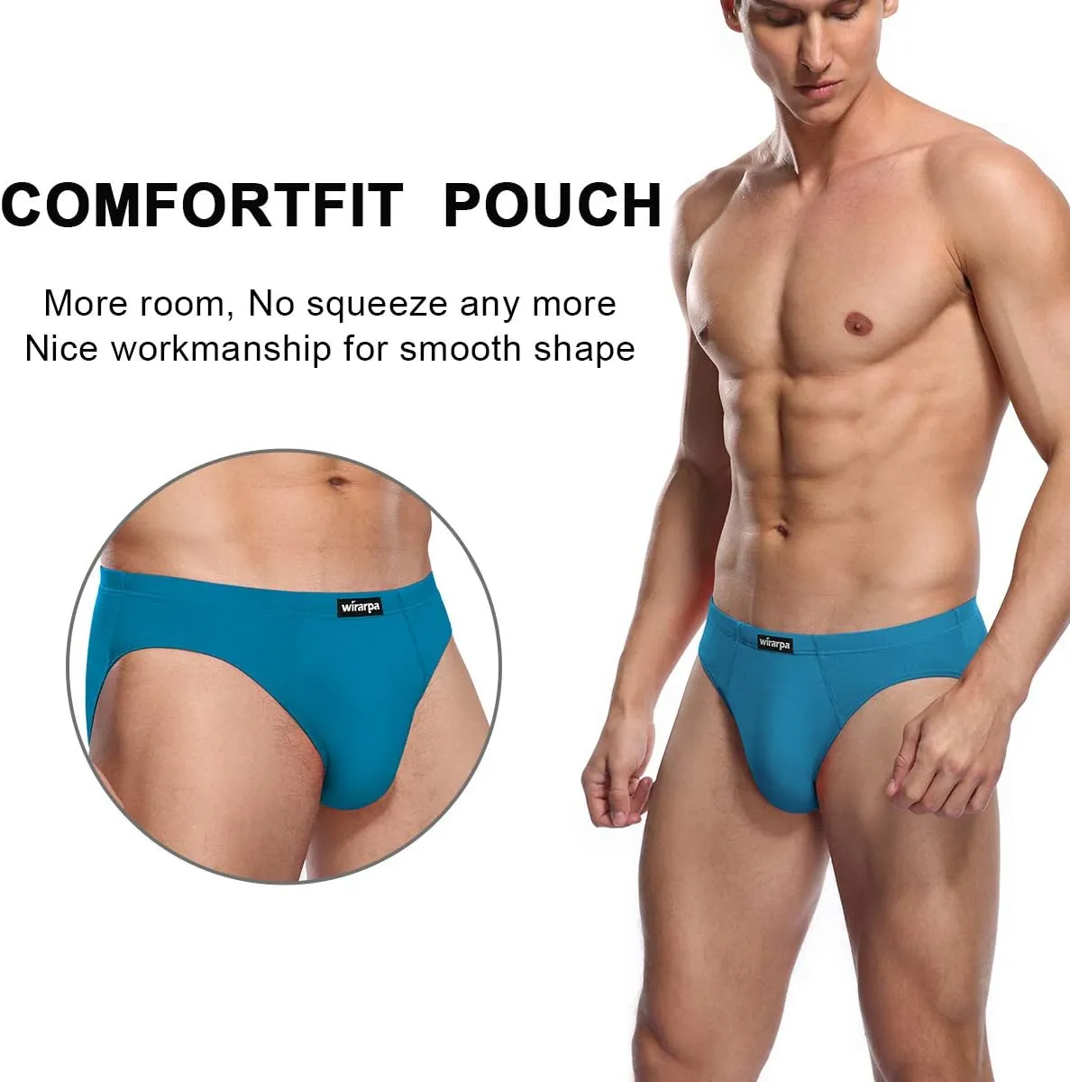 wirarpa Men's Underwear Modal Microfiber Briefs No Fly Covered Waistband Silky Touch Underpants 4 Pack