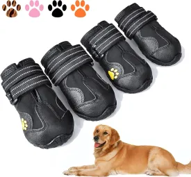 XSY&G Dog Boots,Waterproof Dog Shoes,Dog Booties with Reflective Rugged Anti-Slip Sole and Skid-Proof,Outdoor Dog Shoes for Medium to Large Dogs 4Pcs-Size5