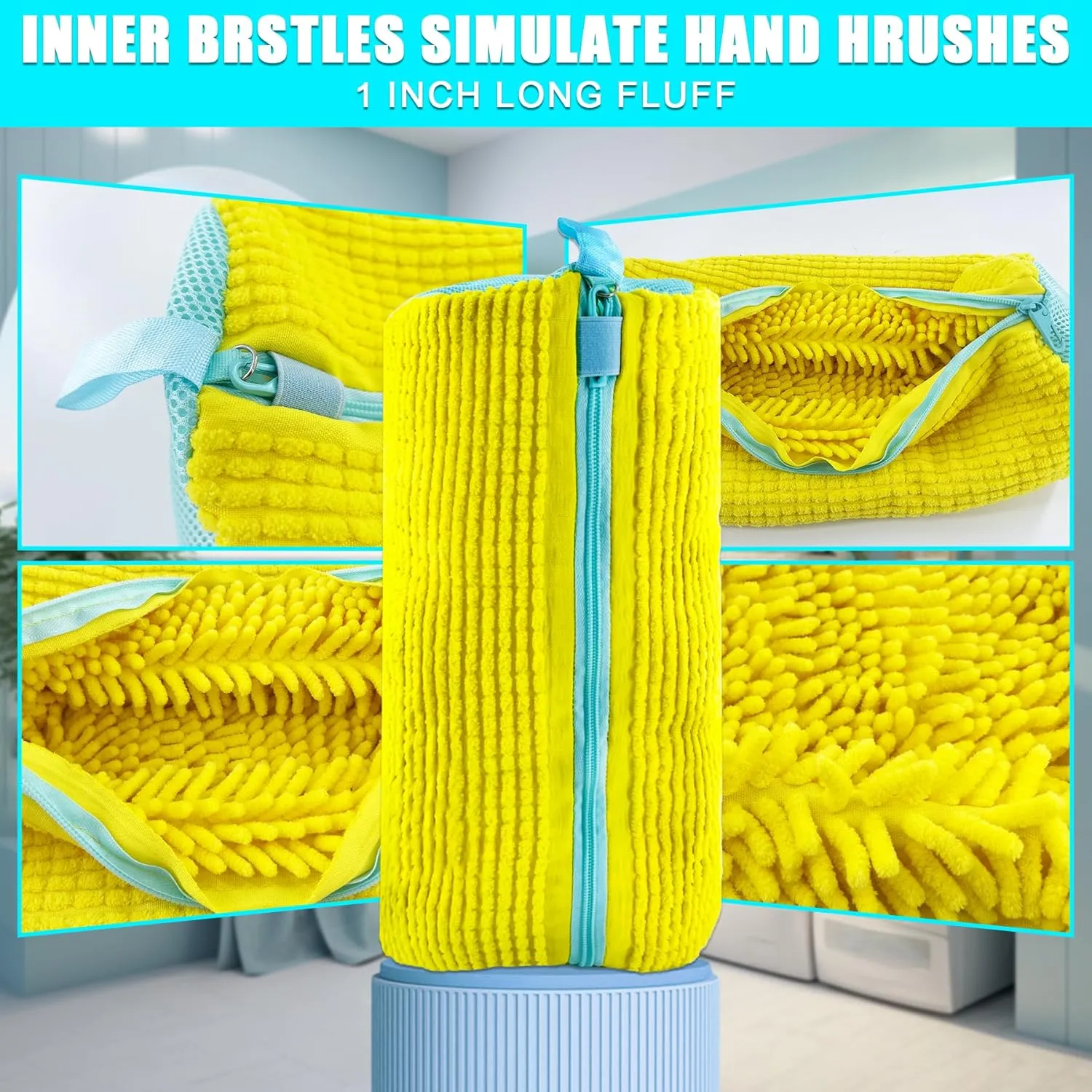 XXL Shoe Washing Machine Bag - 2 Reusable Shoe Cleaning Bags, Shoe Laundry Bag with Zipper Protection Design, 360 Deep Clean for Sneaker Tennis Shoe, Include 2 Shoe Storage Dust Bags (Yellow)