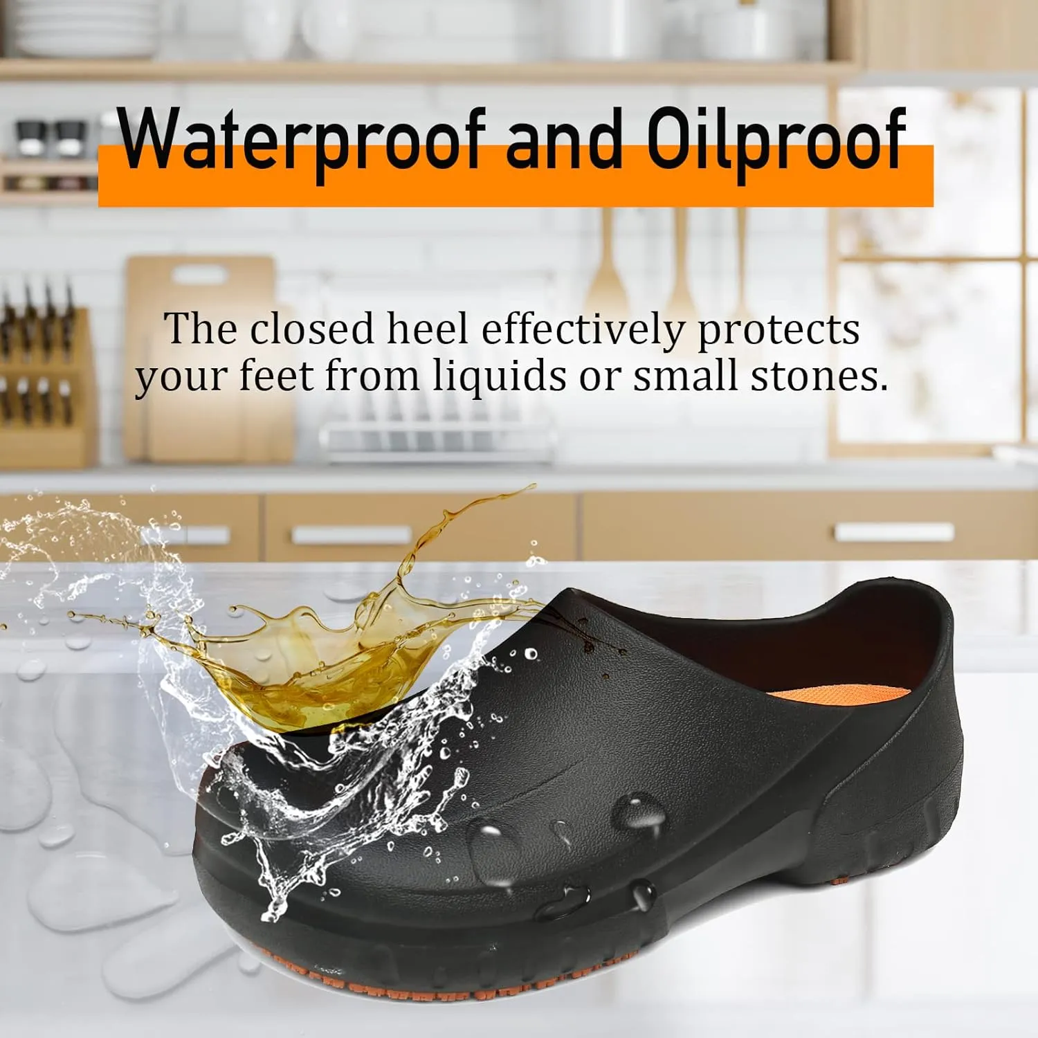 ZEENXIUYA Chef Shoes for Men Zapatos para Cocina Hombres Women Non Slip Waterproof Kitchen Work Clogs Comfortable Nursing Food Service Indoor and Outdoor Office Seaside Black